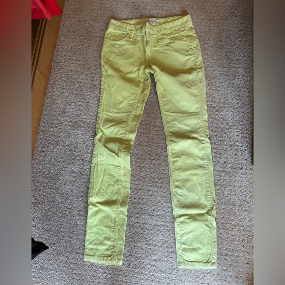 Free People. Slim Fit Light Lime Green Skinny Pants corduroy